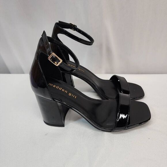 Madden Girl STAR Block Heel Platform Sandal Ankle Strap Square Toe Black Size 8 - Picture 3 of 9